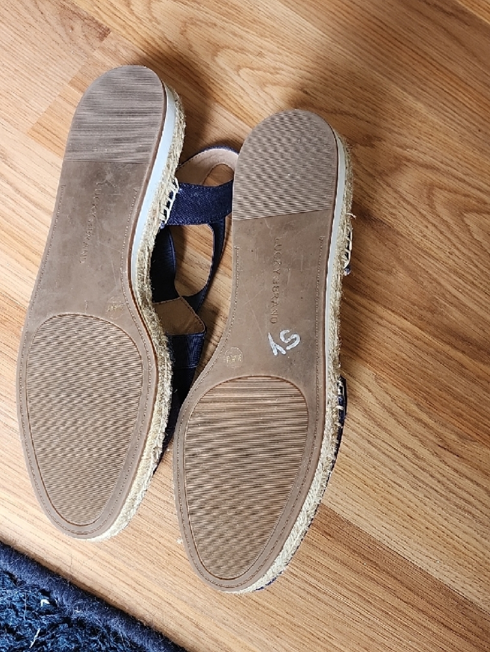 Lucky Brand Navy Canvas Espadrille Slingbacks with Crisscross Straps - Picture 8 of 9